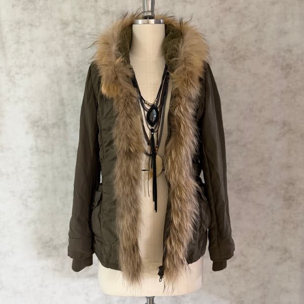 Khaki fur jacket