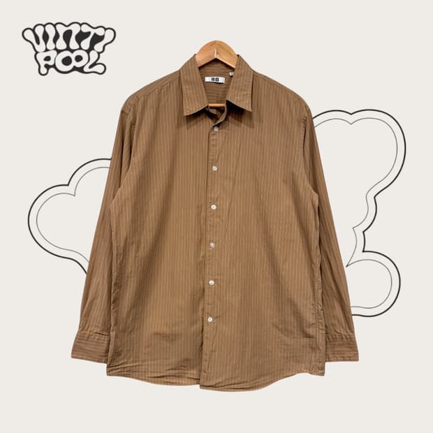 유니클로U 스트라이프 셔츠 브라운 XL