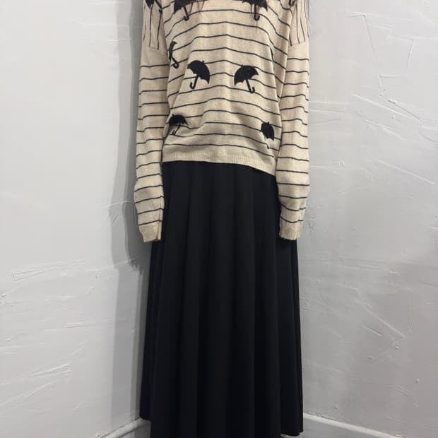 kiyoko takase pleats wool long skirt