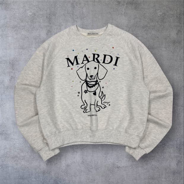 마르디 메크르디 강아지 빅로고 아이보리 맨투맨