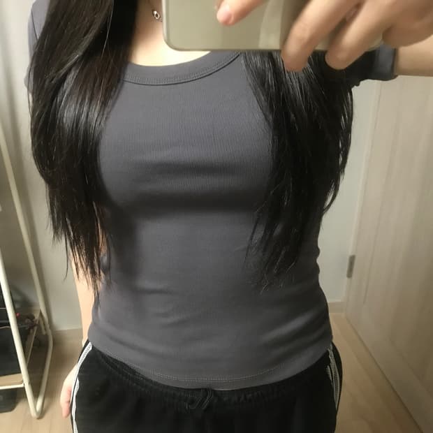모디무드 무지 차콜 반팔