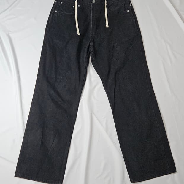 softur 소프터 흑청 데님팬츠 블랙 진 스트링 L