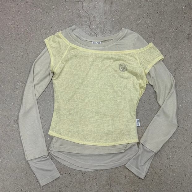 스컬프터 Lazy Layered Tee Lemon 레이어드 티셔츠
