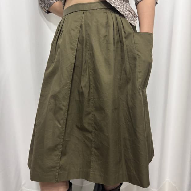 khaki midi skirt