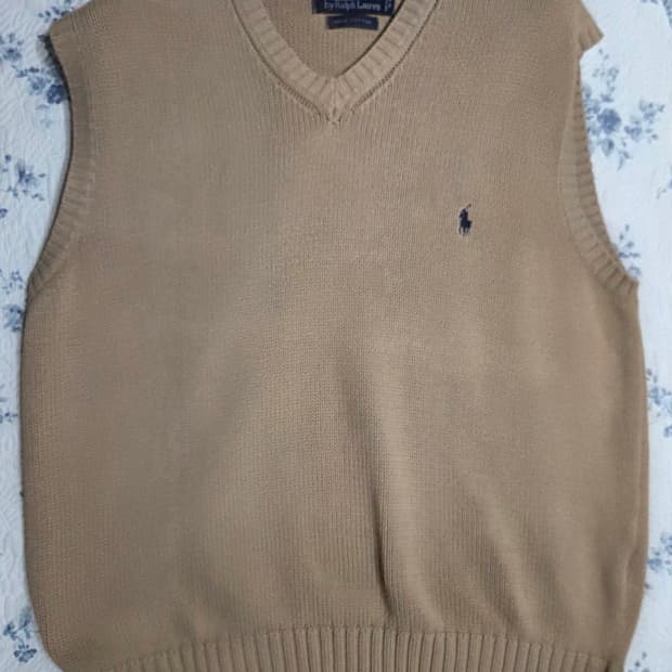 가슴100)폴로 랄프로렌 브이넥 니트 베스트 베이지