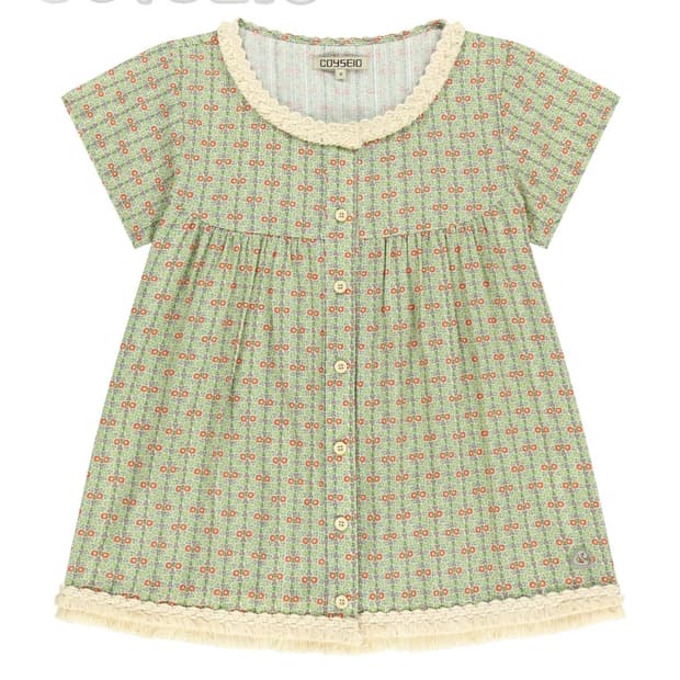 코이세이오 프린지 셔링 블라우스 라이트그린 2사이즈