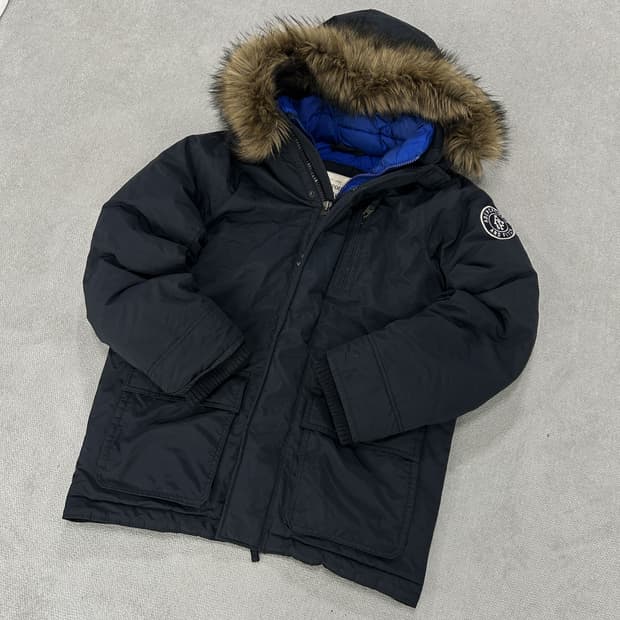 아베크롬비 블랙 패딩 점퍼 후드 퍼 XL
