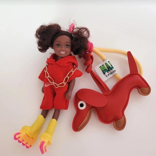 새상품)흑인 뽀글이 힙스타일 빈티지틱 바비인형키링 올set