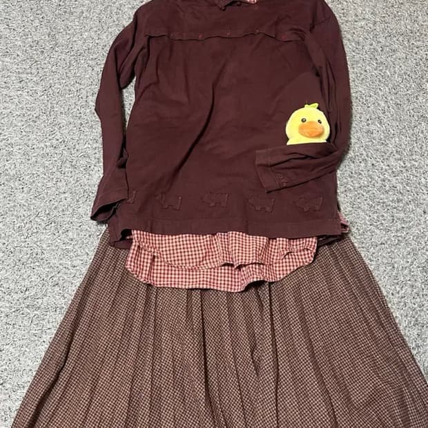 후유빈티지 드럭스토어 초코브라운 후드 체크셔츠 카모메산장 몽글 코코모리