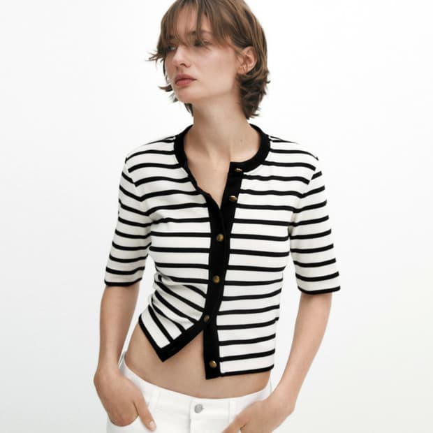 마시모두띠(Massimo Dutti) 스트라이프 코튼가디건 55