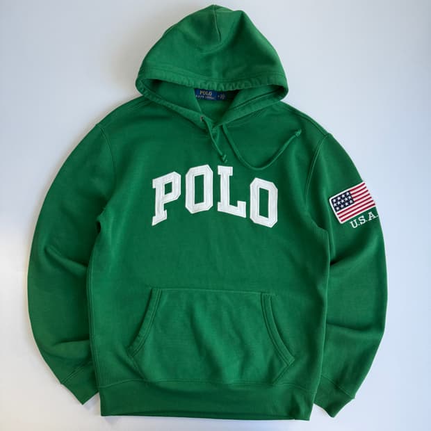 Polo  폴로 랄프로렌 아치로고 성조기 그린 후드티