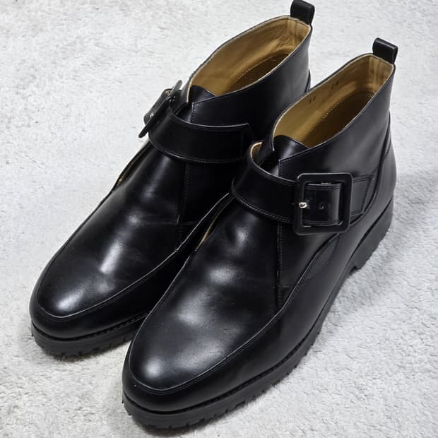 Rabokigoshi 라보키고시 블랙 가죽 버클 앵클 부츠 235