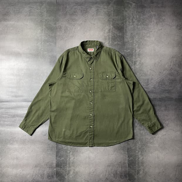 WRANGLER 랭글러 빈티지 카키 플랩포켓 코튼 셔츠 A00605