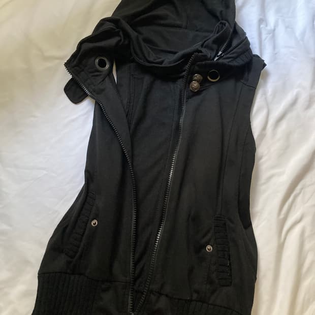 twoway hidden hood vest zipup