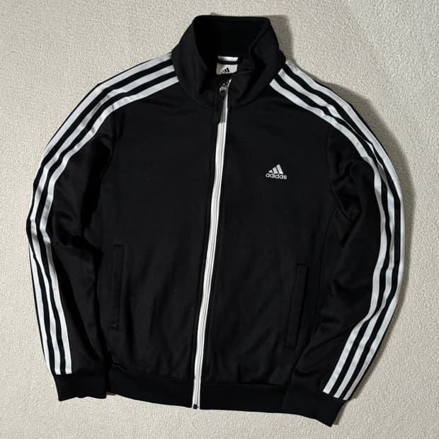 아디다스 블랙 딱붙핏 트랙탑 져지