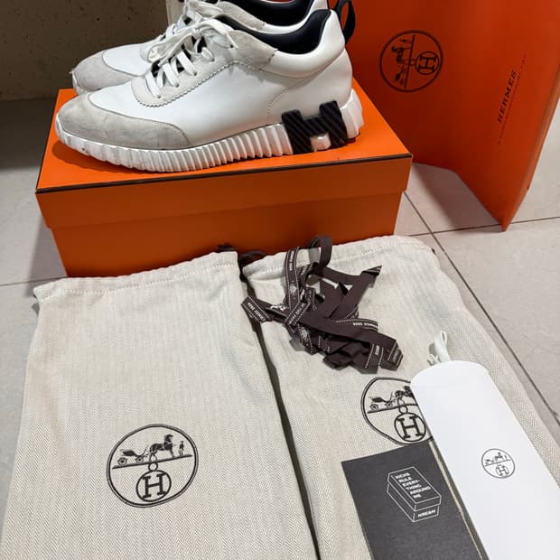 크림판 풀박스 에르메스 바운싱 스니커즈 42사이즈