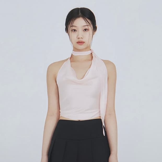 낫유어로즈 스카프 홀터탑 핑크
