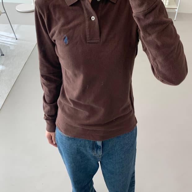 폴로 랄프로렌 여성 긴팔 카라티 브라운 S