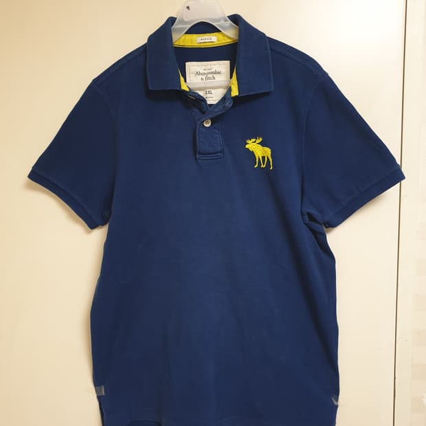 [남성] 아베크롬비앤피치 정품 네이비 반팔 카라티