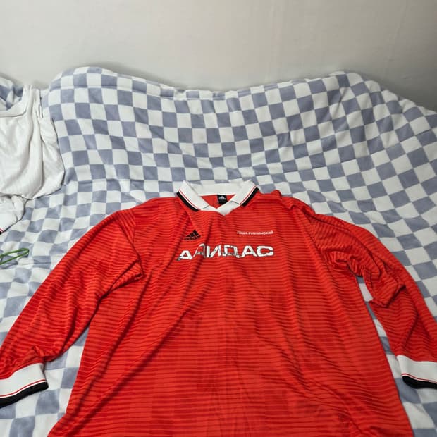 아디다스 GOSHA 고샤 루브친스키 콜라보 사커져지 카라티셔츠 레드 XL