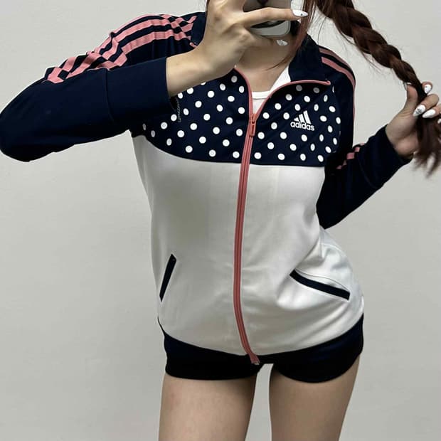 아디다스 일본판 토트 화이트 핑크 걸즈 트랙탑 희귀져지