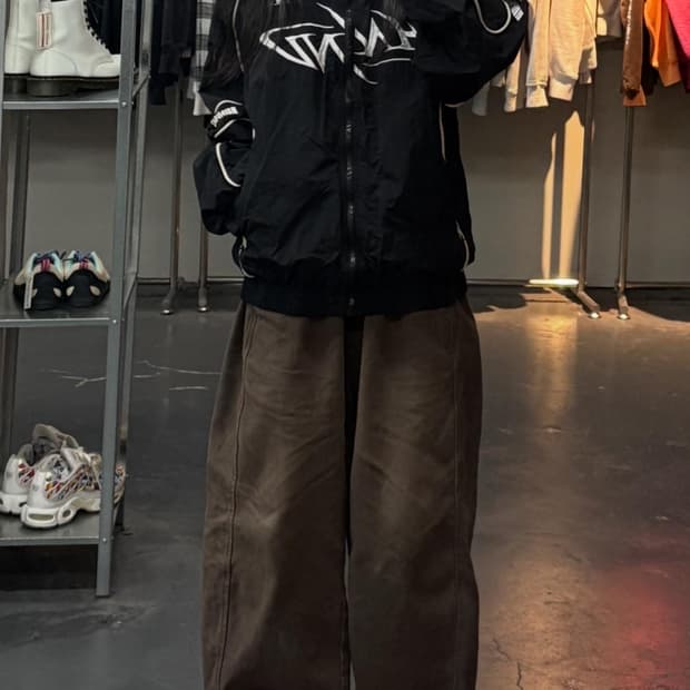 낫포너드 트라이벌 로고 나일론 레이싱자켓 A3366