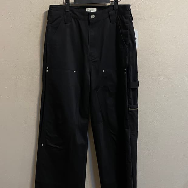 IEY 블랙 코튼 팬츠