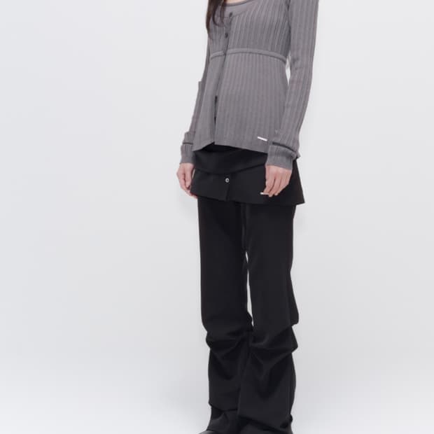 미세키서울 Draped shirt skirt pants SET BLACK