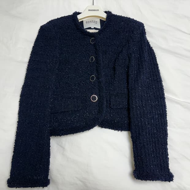 마론에디션 D/Navy 클래식 코튼 트위드 블레이저