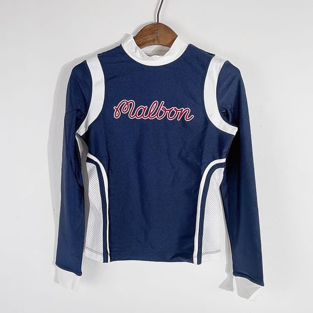 (정품/새상품) 말본 여성 네이비 치어리딩 모크넥 티셔츠