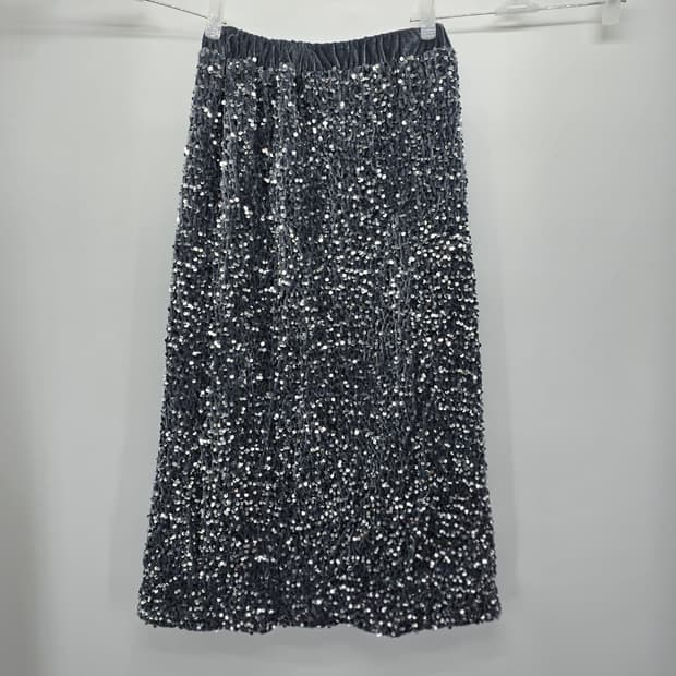 스팽글 벨벳 롱 스커트