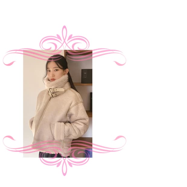 아이보리 무스탕 자켓