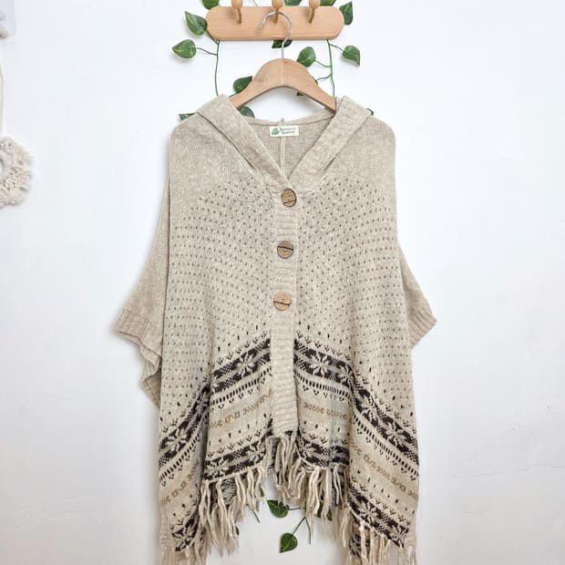 노르딕 후드 케이프 가디건