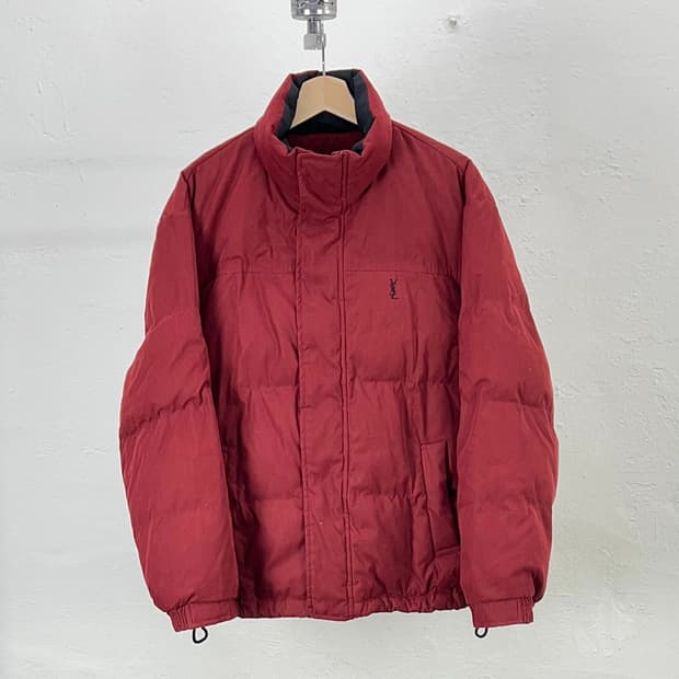 이브 생로랑 뿌르 옴므 버건디 덕 다운 스냅 버튼 패딩 자켓