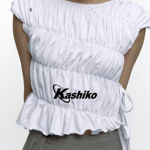 카시코 kashiko 스트링 베이비 셔링 민소매 티셔츠