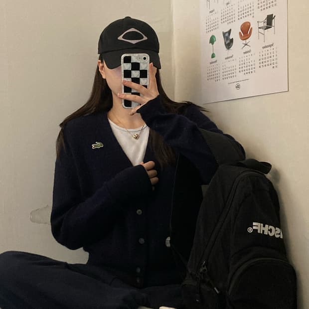 라코스테 가디건 (곤색)