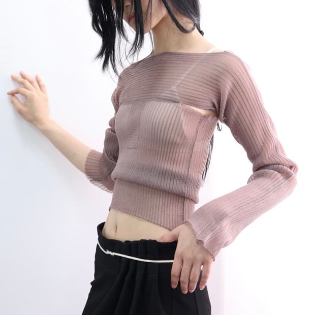 Ulikasanctus sheer tank top (pink beige)