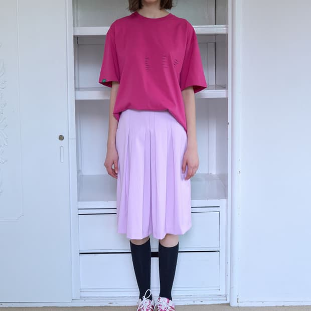 노컨텐츠 74. Stripe pleated skirt (Pink)