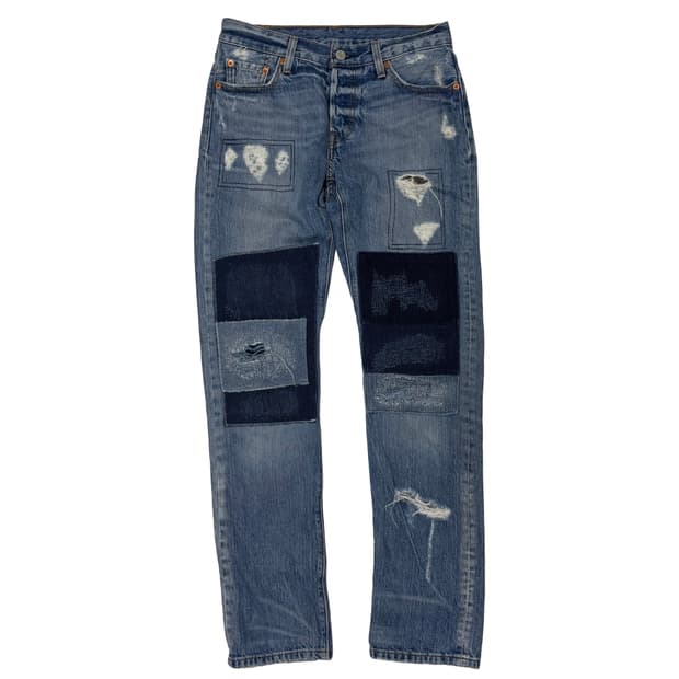 리바이스(Levi's) 501 커스텀 패치워크 디스트로이드 데님