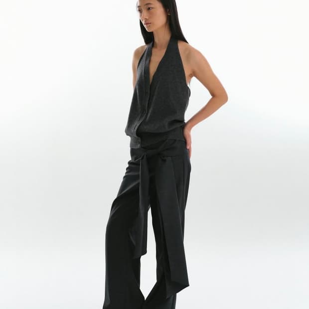 리포스 홀터넥 니트 베스트 챠콜 REPOS HALTER NECK VEST