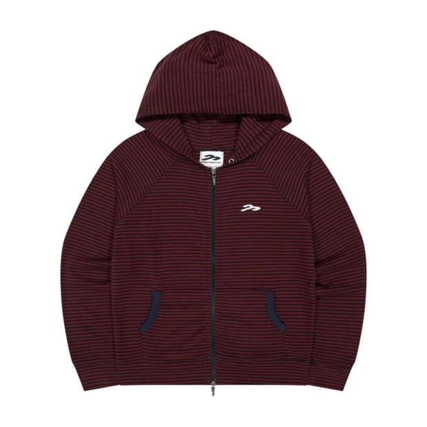 주영X탄산 스몰로고 후드집업 (스트라이프 레드)