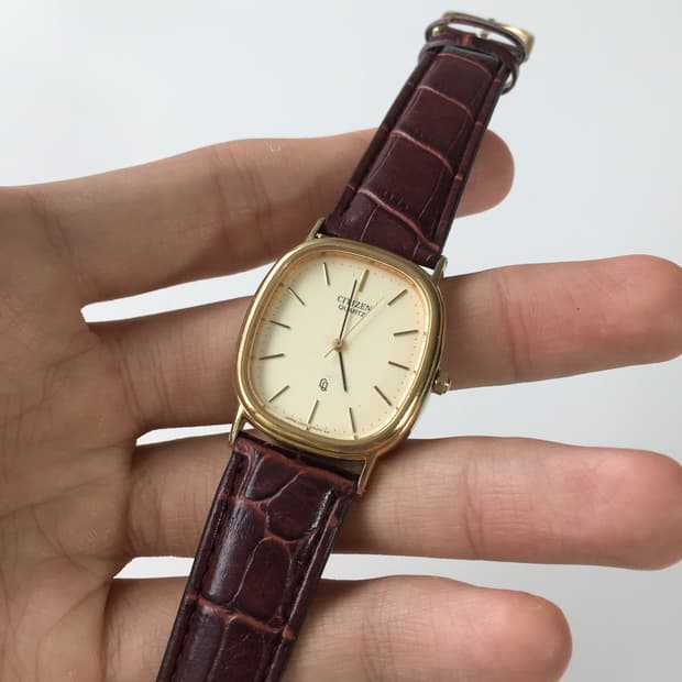 80s citizen tank gold quartz