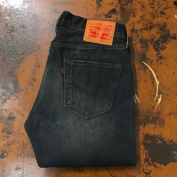 리바이스 501 딥 다크 네이비 오일 워시드 데님 팬츠 허리 31 32