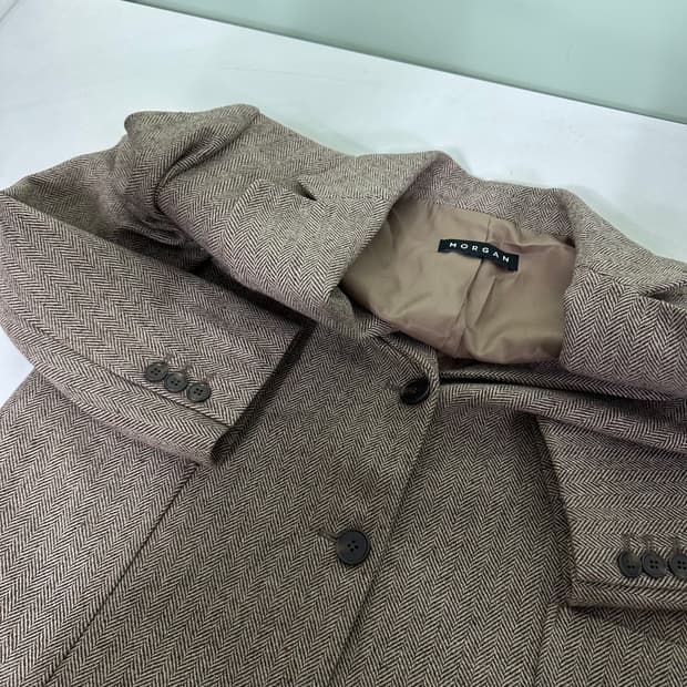 우먼L 모건 클래식핏 모 헤링본 블레이져