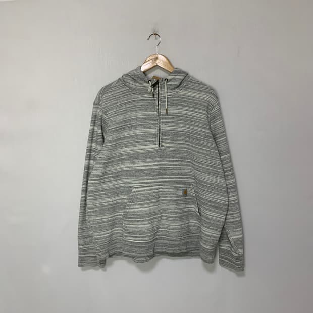 칼하트 스트라이프 하프집업 반집업 후드티 그레이 XXL 빈티지