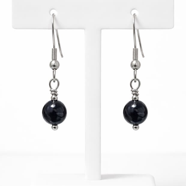 (핸드메이드) 천연석 오닉스 데일리 써지컬 원석귀걸이