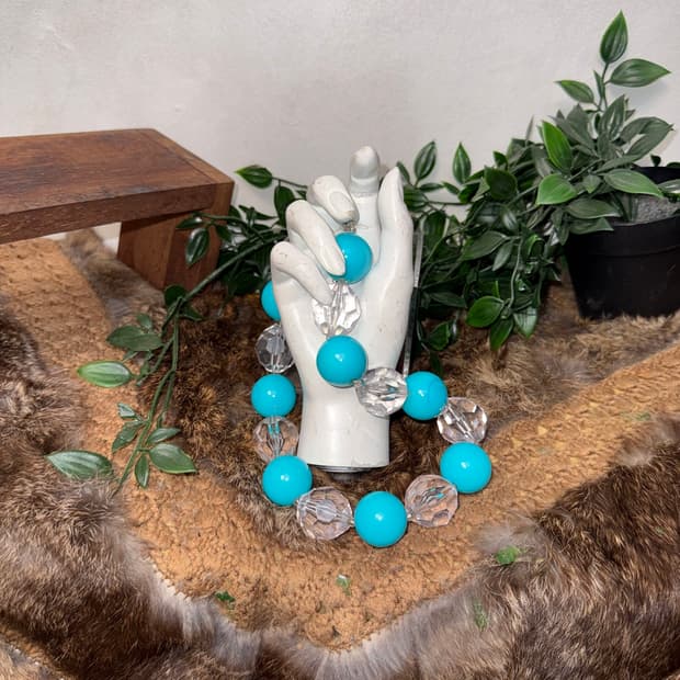 Blue big ball crystal necklace 