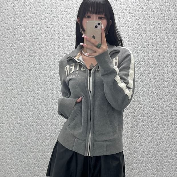 홀리스터 Y2K 레트로 빈티지 디스트로이드 데미지 집업 XS C12544