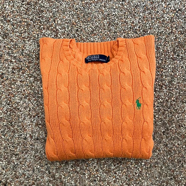 69 폴로 꽈배기 니트 오렌지