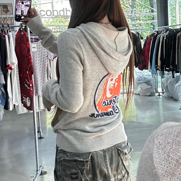히스테릭글래머 오트밀 루즈 후드집업